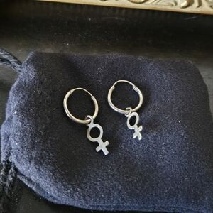 Sterling Silver .925 Venus Symbol Earrings